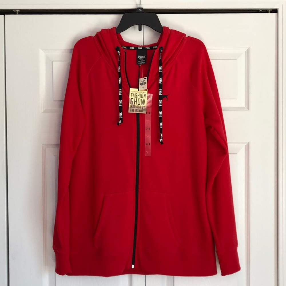 Pink Victoria’s Secret Red Hoodie Zip Up